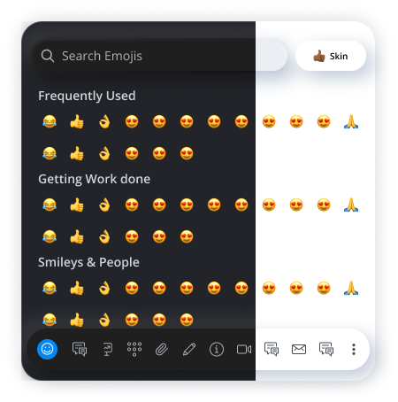 Mitel One emoji menu dark mode transition